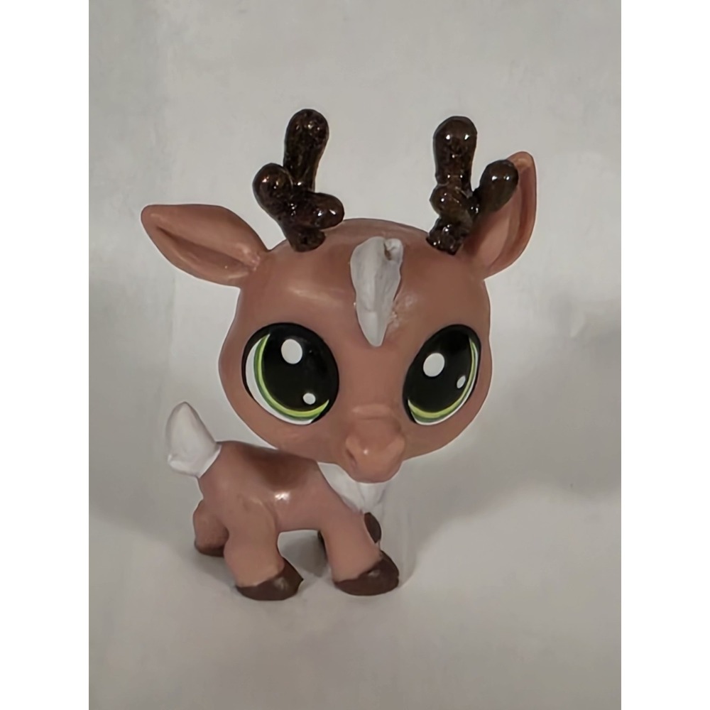 Vintage Littlest Pet Shop Authentic Caribou Reindeer Glitter Brown Green Eyes